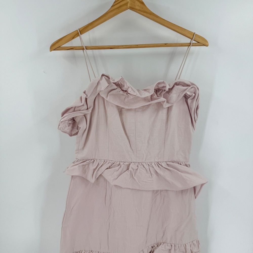 Brock Collection H&M Ruffle Midi Sheath Dress Blush Pink Side Zip Size S Small - Picture 6 of 8